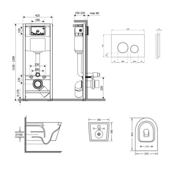 Готовое решение Qtap для ванной комнаты: подвесной унитаз Swan Ultra Quiet 485x360x320 + комплект инсталляции Nest 4 в 1 (круглая Готове рішення Qtap для ванної кімнати: підвісний унітаз Swan Ultra Quiet 485x360x320 + комплект інсталяції Nest 4 в 1 (кругла