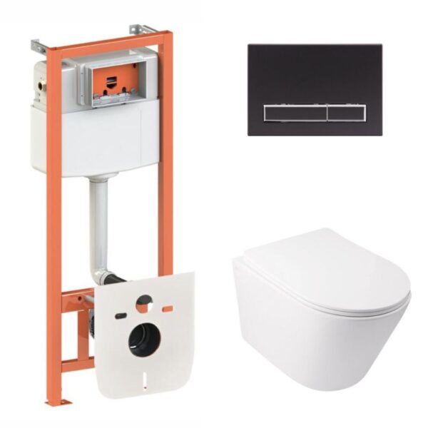 Готовое решение Qtap для ванной комнаты: подвесной унитаз Swan Ultra Quiet 485x360x320 + комплект инсталляции Nest 4 в 1 (линейная Готове рішення Qtap для ванної кімнати: підвісний унітаз Swan Ultra Quiet 485x360x320 + комплект інсталяції Nest 4 в 1 (лінійна