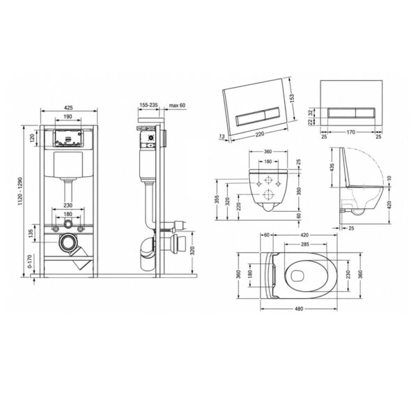 Готовое решение Qtap для ванной комнаты: подвесной унитаз Swan Ultra Quiet 485x360x320 + комплект инсталляции Nest 4 в 1 (линейная Готове рішення Qtap для ванної кімнати: підвісний унітаз Swan Ultra Quiet 485x360x320 + комплект інсталяції Nest 4 в 1 (лінійна