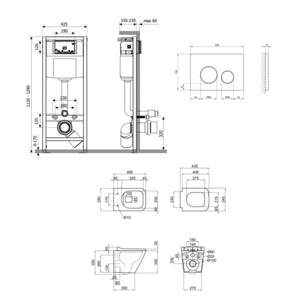 Готовое решение Qtap для ванной комнаты: подвесной унитаз Tern Ultra Quiet 490x365x325 + комплект инсталляции Nest 4 в 1 (круглая Готове рішення Qtap для ванної кімнати: підвісний унітаз Tern Ultra Quiet 490x365x325 + комплект інсталяції Nest 4 в 1 (кругла