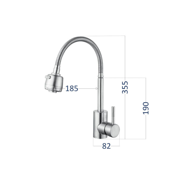 Смеситель для кухни Lidz Aria 015F41 с гибким изливом (k35) LDARI015F41NKS45306 Nickel Змішувач для кухні Lidz Aria 015F41 з гнучким виливом (k35) LDARI015F41NKS45306 Nickel