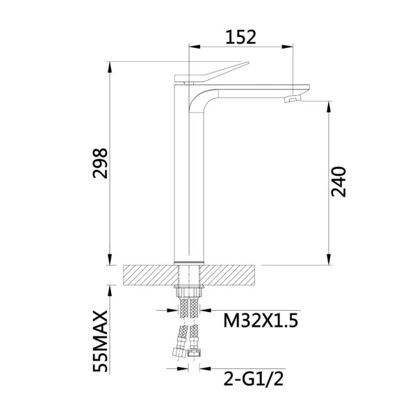 Змішувач для раковини Qtap Presto високий QTPRE269GRP45582 Gunmetal Black Змішувач для раковини Qtap Presto високий QTPRE269GRP45582 Gunmetal Black
