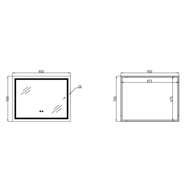 Зеркало Qtap Mideya (MI1) 900х700 с LED-подсветкой Touch, с антизапотеванием, с диммером QT2078NCF9070W Дзеркало Qtap Mideya (MI1) 900х700 з LED-підсвічуванням Touch, з антизапотіванням, з димером QT2078NCF9070W