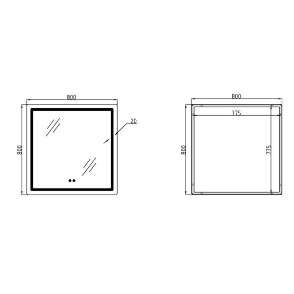 Дзеркало Qtap Mideya 800x800 з LED-підсвічуванням Touch, з антизапотіванням, димером QT2078NCF8080W Дзеркало Qtap Mideya 800x800 з LED-підсвічуванням Touch, з антизапотіванням, димером QT2078NCF8080W