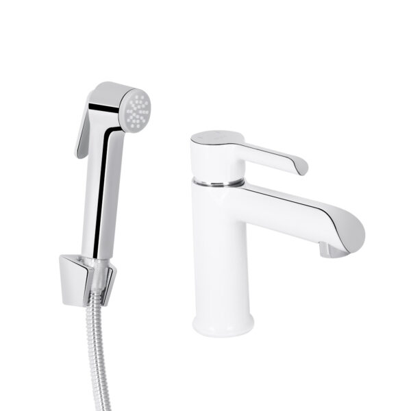 Змішувач для раковини Qtap Grand (з гігієнічним душем) QTGRA272CRW45671 Chrome/White Змішувач для раковини Qtap Grand (з гігієнічним душем) QTGRA272CRW45671 Chrome/White