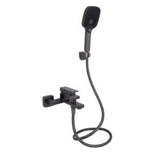 Смеситель для ванны Qtap Gemini (с душевым гарнитуром) QTGEM259GMB45684 Gunmetal Black PVD Змішувач для ванни Qtap Gemini (з душовим гарнітуром) QTGEM259GMB45684 Gunmetal Black PVD