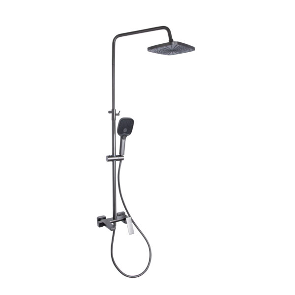 Душова система універсальна Qtap Gemini на три споживачі (з виливом) QTGEM111GMB45688 Gunmetal Black PVD