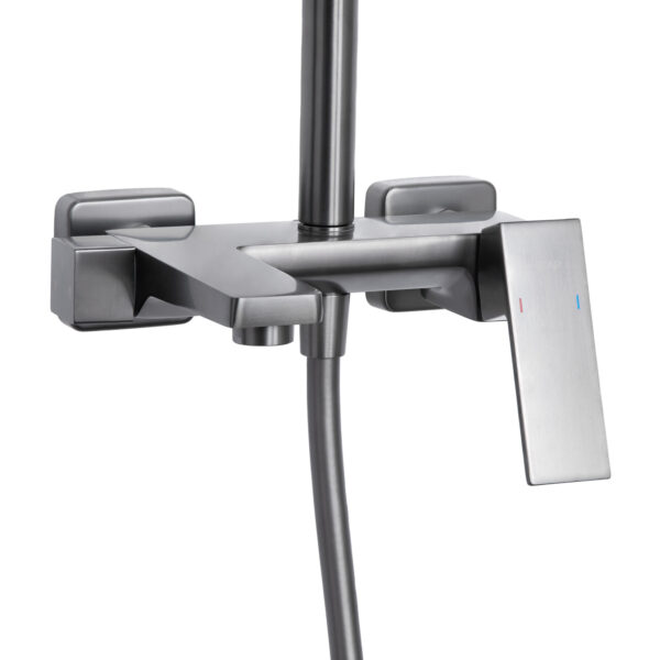 Душова система універсальна Qtap Gemini на три споживачі (з виливом) QTGEM111GMB45688 Gunmetal Black PVD
