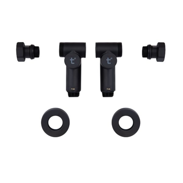 Комплект кранів Thermo Alliance Standart 1/2" чорний, для рушникосушарки кутовий SF395W15HEB Комплект кранів Thermo Alliance Standart 1/2" чорний, для рушникосушарки кутовий SF395W15HEB