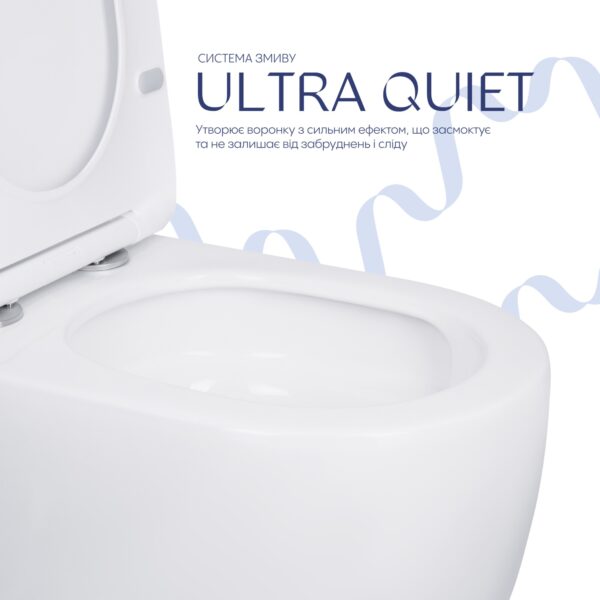 Унітаз-компакт Qtap Robin Ultra Quiet безободковий з сидінням Soft-close QT13226089AW Унітаз-компакт Qtap Robin Ultra Quiet безободковий з сидінням Soft-close QT13226089AW