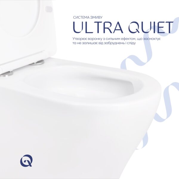 Унитаз-компакт Qtap Cardinal Ultra Quiet безободковый с сиденьем Soft-close QT04222168AUQ3W Унітаз-компакт Qtap Cardinal Ultra Quiet безободковий з сидінням Soft-close QT04222168AUQ3W