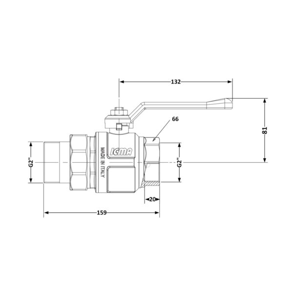 Кран кульовий "Американка" Icma 2″ (PN40) прямий №347 Кран кульовий "Американка" Icma 2″ (PN40) прямий №347