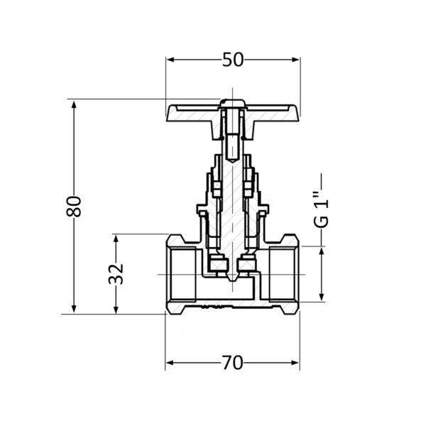 Вентиль латунний SD 25х1" ВР (YA)