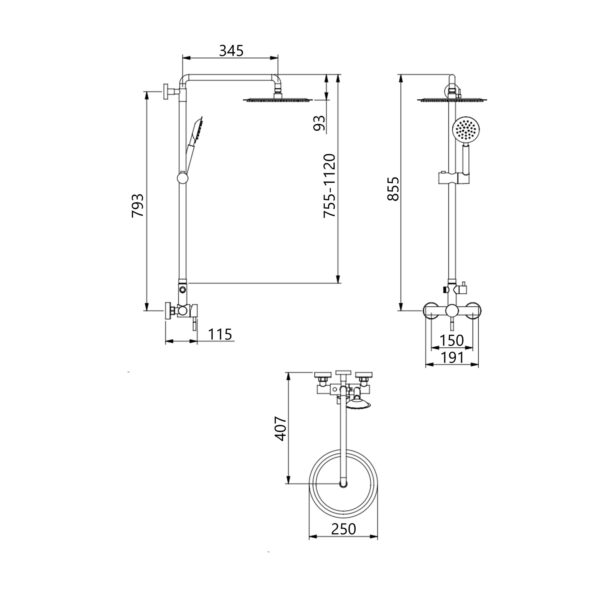 Душова система для душу Lidz Aria 1020 на два споживачі (k35) LDARI1020NKS46114 Nickel Душова система для душу Lidz Aria 1020 на два споживачі (k35) LDARI1020NKS46114 Nickel