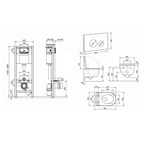 Готове рішення Qtap для ванної кімнати: підвісний унітаз Taurus Ultra Quiet 485×360×350 + комплект інсталяції Nest 4 в 1 (кругла Готове рішення Qtap для ванної кімнати: підвісний унітаз Taurus Ultra Quiet 485×360×350 + комплект інсталяції Nest 4 в 1 (кругла