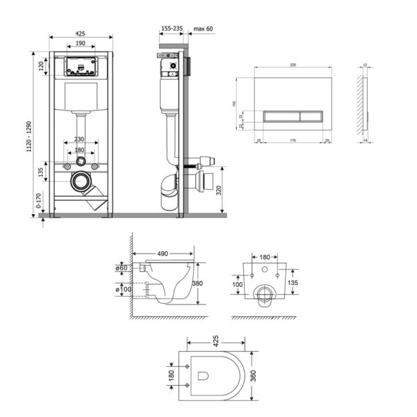 Готове рішення Qtap для ванної кімнати: підвісний унітаз Taurus Ultra Quiet 485×360×350 + комплект інсталяції Nest 4 в 1 (лінійна Готове рішення Qtap для ванної кімнати: підвісний унітаз Taurus Ultra Quiet 485×360×350 + комплект інсталяції Nest 4 в 1 (лінійна