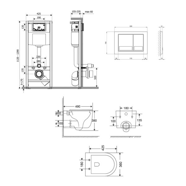 Готове рішення Qtap для ванної кімнати: підвісний унітаз Taurus Ultra Quiet 485×360×350 + комплект інсталяції Nest 4 в 1 Готове рішення Qtap для ванної кімнати: підвісний унітаз Taurus Ultra Quiet 485×360×350 + комплект інсталяції Nest 4 в 1