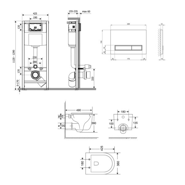 Готове рішення Qtap для ванної кімнати: підвісний унітаз Taurus Ultra Quiet 485×360×350 + комплект інсталяції Nest 4 в 1 (лінійна Готове рішення Qtap для ванної кімнати: підвісний унітаз Taurus Ultra Quiet 485×360×350 + комплект інсталяції Nest 4 в 1 (лінійна