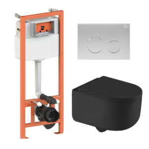 Готове рішення Qtap для ванної кімнати: підвісний унітаз Taurus Ultra Quiet 490x360x380 + комплект інсталяції Nest 4 в 1 (кругла