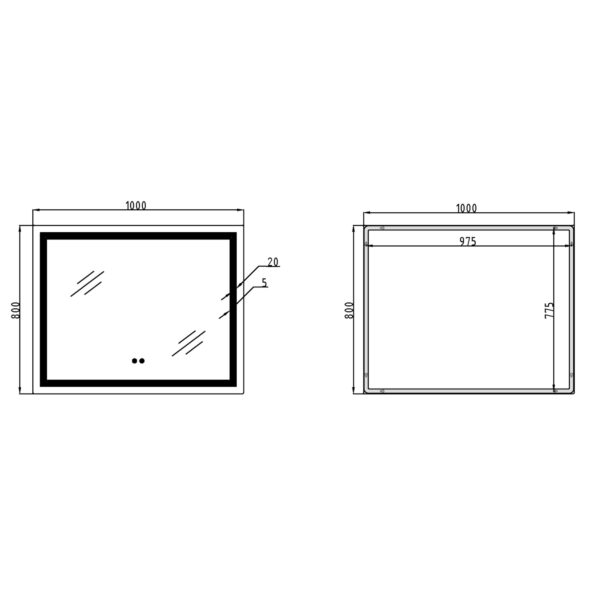 Зеркало Qtap Cardinal (CA1) 1000х800 с LED-подсветкой Touch, с антизапотеванием, с диммером, рег. темп цвета (3000-6500K) Дзеркало Qtap Cardinal (CA1) 1000х800 з LED-підсвічуванням Touch, з антизапотіванням, з димером, рег. темп. кольору (3000-6500K)