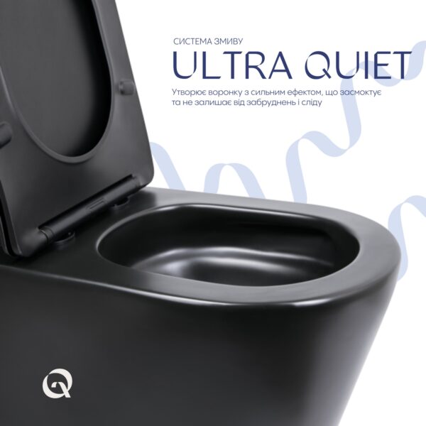 Унітаз підлоговий Qtap Scorpio Ultra Quiet безобідковий з сидінням Soft-close MATT BLACK QT14226088AMB Унітаз підлоговий Qtap Scorpio Ultra Quiet безобідковий з сидінням Soft-close MATT BLACK QT14226088AMB