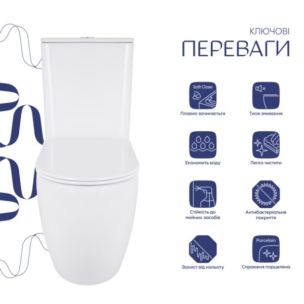 Унітаз підлоговий Qtap Robin New Ultra Quiet безобідковий з сидінням Soft-close WHITE QT13226083AW Унітаз підлоговий Qtap Robin New Ultra Quiet безобідковий з сидінням Soft-close WHITE QT13226083AW