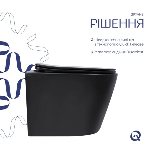 Унітаз підвісний Qtap Scorpio Ultra Quiet безобідковий з сидінням Soft-close MATT BLACK QT14332380AMB Унітаз підвісний Qtap Scorpio Ultra Quiet безобідковий з сидінням Soft-close MATT BLACK QT14332380AMB