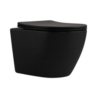Унітаз підвісний Qtap Robin New Ultra Quiet безобідковий з сидінням Soft-close MATT BLACK QT13332381АSMB Унітаз підвісний Qtap Robin New Ultra Quiet безобідковий з сидінням Soft-close MATT BLACK QT13332381АSMB