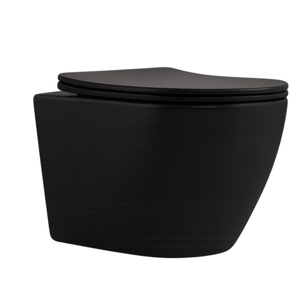 Унітаз підвісний Qtap Robin New Ultra Quiet безобідковий з сидінням Soft-close MATT BLACK QT13332381АSMB Унітаз підвісний Qtap Robin New Ultra Quiet безобідковий з сидінням Soft-close MATT BLACK QT13332381АSMB