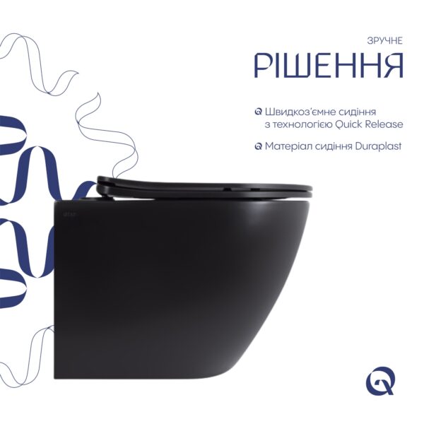 Унітаз підвісний Qtap Robin New Ultra Quiet безобідковий з сидінням Soft-close MATT BLACK QT13332381АSMB Унітаз підвісний Qtap Robin New Ultra Quiet безобідковий з сидінням Soft-close MATT BLACK QT13332381АSMB