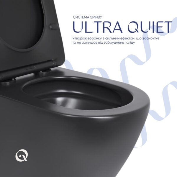 Унітаз підвісний Qtap Robin New Ultra Quiet безобідковий з сидінням Soft-close MATT BLACK QT13332381АSMB Унітаз підвісний Qtap Robin New Ultra Quiet безобідковий з сидінням Soft-close MATT BLACK QT13332381АSMB