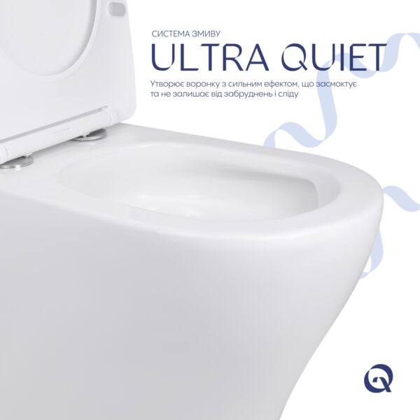 Унитаз напольный Qtap Virgo Ultra Quiet безободковый с сиденьем Soft-close WHITE QT18226092AW Унітаз підлоговий Qtap Virgo Ultra Quiet безобідковий з сидінням Soft-close WHITE QT18226092AW