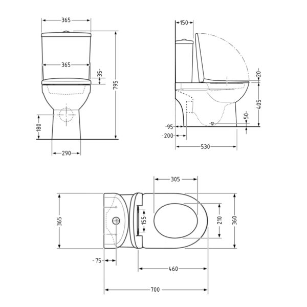 Унітаз-моноблок підлоговий Qtap Kolibri Ultra Quiet безобідковий з сидінням Soft-close WHITE QT10226380W Унітаз-моноблок підлоговий Qtap Kolibri Ultra Quiet безобідковий з сидінням Soft-close WHITE QT10226380W