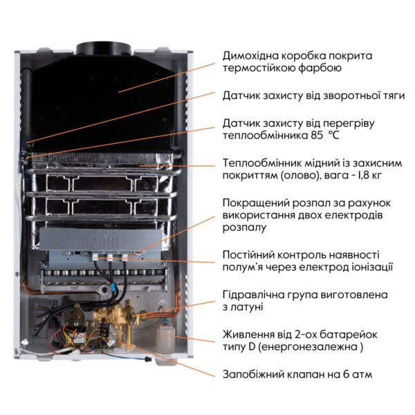 Колонка газова димохідна Thermo Alliance JSD20-10CLM 10 л White Колонка газова димохідна Thermo Alliance JSD20-10CLM 10 л White