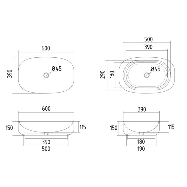 Раковина-чаша Qtap Robin 600x390x150 White QT13112143PW Раковина-чаша Qtap Robin 600x390x150 White QT13112143PW