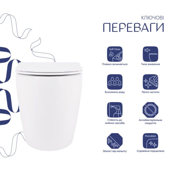 Унітаз підвісний Qtap Robin Ultra Quiet безобідковий з сідінням Soft-close 520x365x365 мм WHITE Унітаз підвісний Qtap Robin Ultra Quiet безобідковий з сідінням Soft-close 520x365x365 мм WHITE
