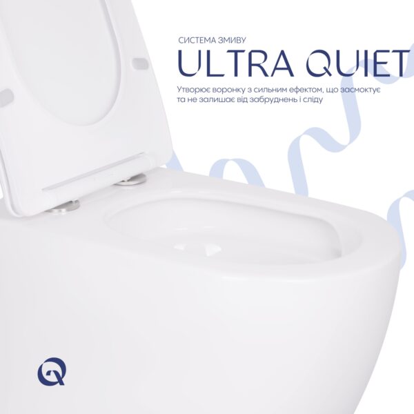 Унітаз підвісний Qtap Robin Ultra Quiet безобідковий з сідінням Soft-close 520x365x365 мм WHITE Унітаз підвісний Qtap Robin Ultra Quiet безобідковий з сідінням Soft-close 520x365x365 мм WHITE
