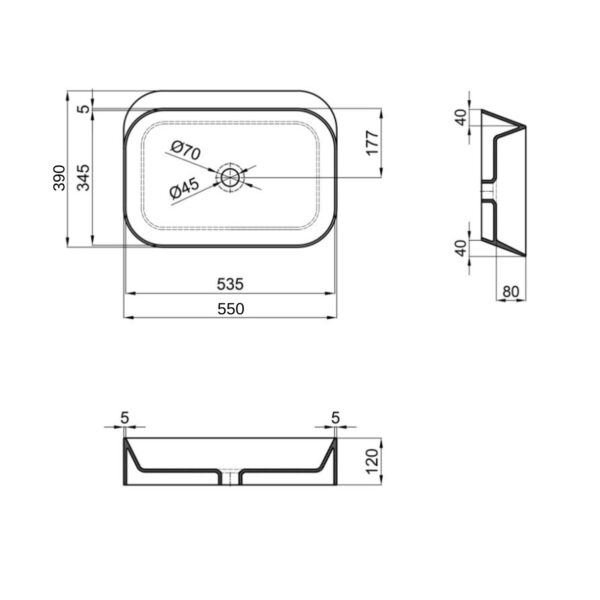 Раковина-чаша Qtap Scorpio 550х390х120 Matt black QT14112243MBN