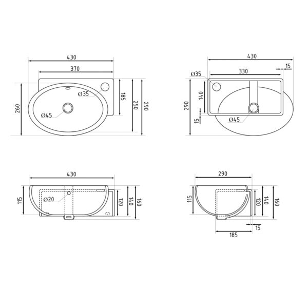 Раковина Qtap Leo 430x285x160 White QT11111008RW Раковина Qtap Leo 430x285x160 White QT11111008RW