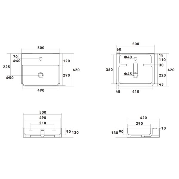 Раковина Qtap Nando LT 500х420х130 Matt black QT12116146AMB