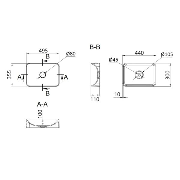 Раковина-чаша Qtap Virgo 490х350х110 White QT18112261WN Раковина-чаша Qtap Virgo 490х350х110 White QT18112261WN