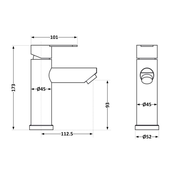 Змішувач для раковини Brinex Pure 001F низький Gunmetal Black BRIPUR001FGRP Змішувач для раковини Brinex Pure 001F низький Gunmetal Black BRIPUR001FGRP