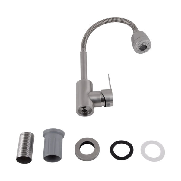 Змішувач для кухні Brinex Pure 015F41 з гнучким виливом   Nickel BRIPUR015F41NKL