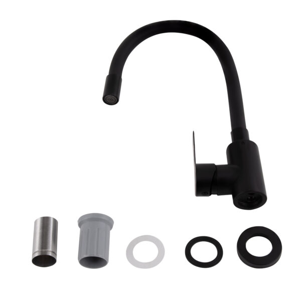 Змішувач для кухні Brinex Pure 015F3 з гнучким виливом   Black Matt BRIPUR015F3BLM