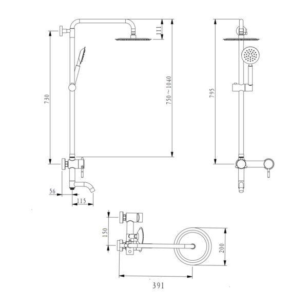 Душова система універсальна Brinex Pure 1030 на три споживачі Nickel BRIPUR1030NKL Душова система універсальна Brinex Pure 1030 на три споживачі Nickel BRIPUR1030NKL