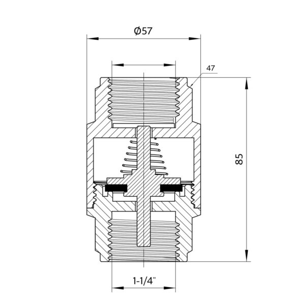 Зворотний клапан Thermo Alliance Forte 1 1/4"ВВ нікель із латунним штоком TAF240W32