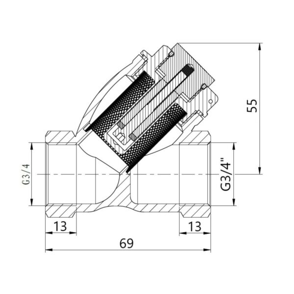 Фильтр грубой очистки Thermo Alliance Forte для воды 3/4"В косой с магнитом TAF126MW20 Фільтр грубої очистки Thermo Alliance Forte для води 3/4"ВВ косий з магнітом TAF126MW20