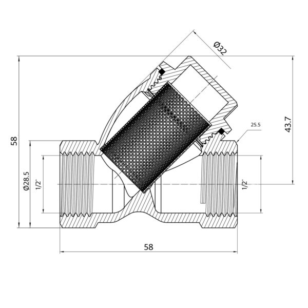 Фільтр грубої очистки Thermo Alliance Forte 1/2"ВВ нікель для води косий TAF124W15