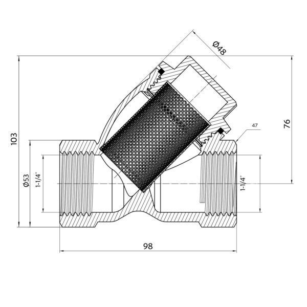 Фільтр грубої очистки Thermo Alliance Forte 1 1/4"ВВ нікель для води косий TAF124W32 Фільтр грубої очистки Thermo Alliance Forte 1 1/4"ВВ нікель для води косий TAF124W32