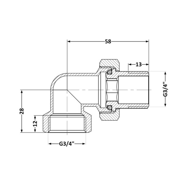 Згін-американка Thermo Alliance Standart 3/4"ВЗ нікель, кутовий TAS191W20